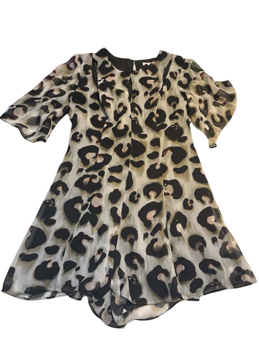 BCBGeneration Romper Size 8 Leopard Print Black, Cream, Brown Open Slits Flowy - Picture 16 of 16